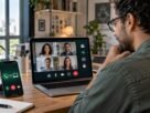 Profissional participa de chamada em grupo pelo WhatsApp no computador e no celular